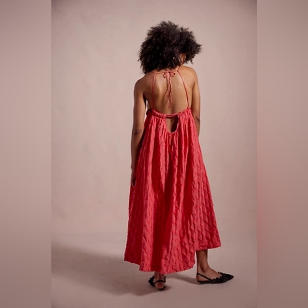 NWT! RARE! Free People Primmy Midi Dress, SZ Small in Ice Coral - Picture 2 of 15